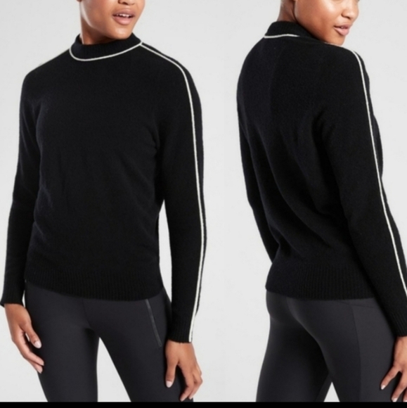 Athleta Transit Merino Wool Black Soft Pullover Sweater - Picture 1 of 10